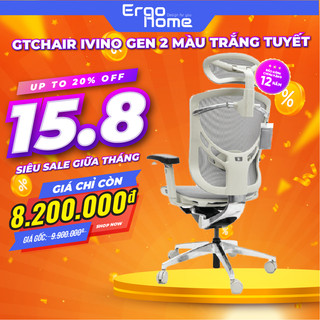 Ghế Xoay Văn Phòng GTChair IVINO Gen 2 Công Thái Học bản tay 5D mới nhất, chổng đau mỏi thắt lưng - ERGOHOME