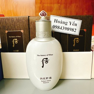 [DƯỠNG TRẮNG MỜ NÁM] Nước hoa hồng Whoo trắng da Whoo Radiant White Balancer 150ml - TÁCH SÉT K HỘP