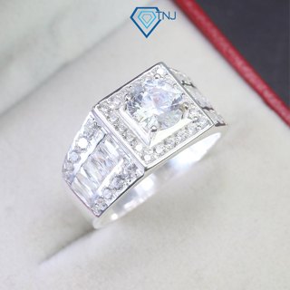 Nhẫn bạc nam mặt vuông đính đá sang trọng, nhẫn bạc thời trang dự tiệc cao cấp NNA0380 - Trang Sức TNJ
