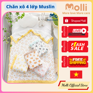 Chăn xô muslin molli 4 lớp kích thước 100x120cm mol2043