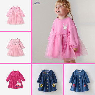 BST Váy Thu Đông Little Maven/Malwee, Đầm Mùa Đông Chất Liệu Mềm Mại Ấm Áp Màu Sắc Tươi Sáng Cho Bé Gái 2-7 Tuổi