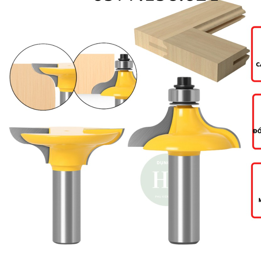 Bộ 2 mũi phay gỗ làm đố mộng cửa cốt 12,7mm