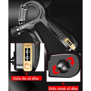 Kìm bóp tay chữa A điều chỉnh lực từ 5 - 60kg, có số đếm và dụng cụ tập cơ tay, gậy lò xo
