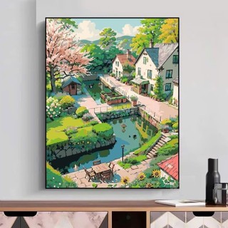 KHUNG 1.6cm -Tranh sơn dầu số hóa rẻ,đẹp-, CÓ SƠ BÓNG,đã căng khung, size 40x50-tranh tô màu theo số