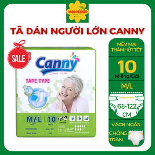 [Deal hot] TÃ DÁN NGƯỜI LỚN CANNY SIZE M/L 10 MIẾNG/GÓI siêu mềm, siêu thấm hút vòng bụng 68-122cm