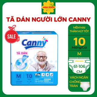 Tã dán người lớn canny siêu mềm, siêu thấm hút size m 10 miếng/gói vòng bụng 61-106cm