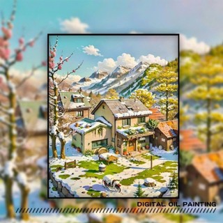 Tranh sơn dầu số hóa tự tô –Tranh tô màu theo số-  đã căng sẵn khung 40 x 50 cm- Moon shop