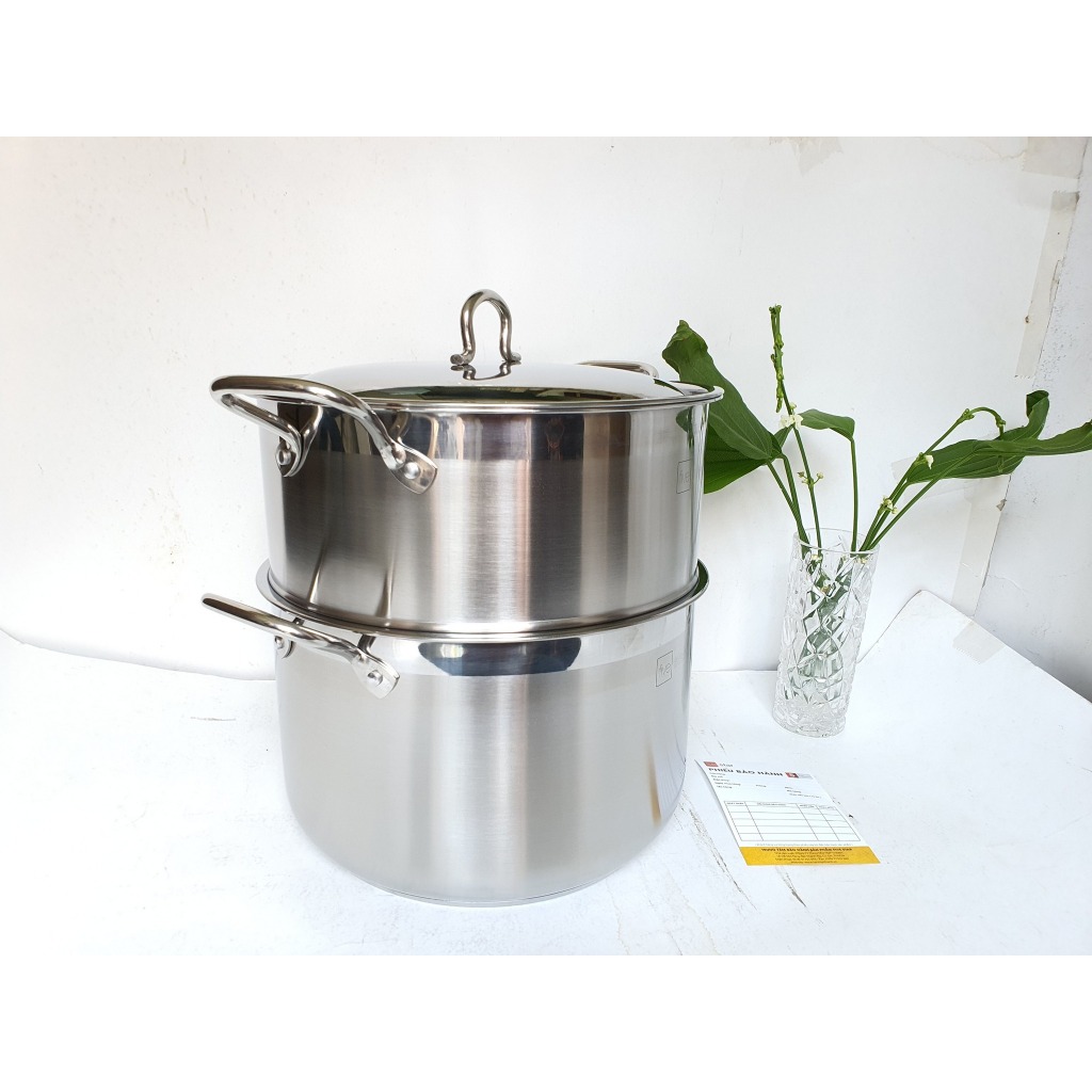 Bộ nồi Xửng hấp 3 đáy Inox Fivestar vung kính thổi xôi, hấp bánh, hấp rau củ chính hãng b/hành 5 năm