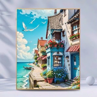 KHUNG 1.6 CM-ITranh sơn dầu số hóa, size 40x50-ĐÃ CĂNG KHUNG,CÓ SƠN BÓNG-MÀU-3CỌ-đinh treo tường