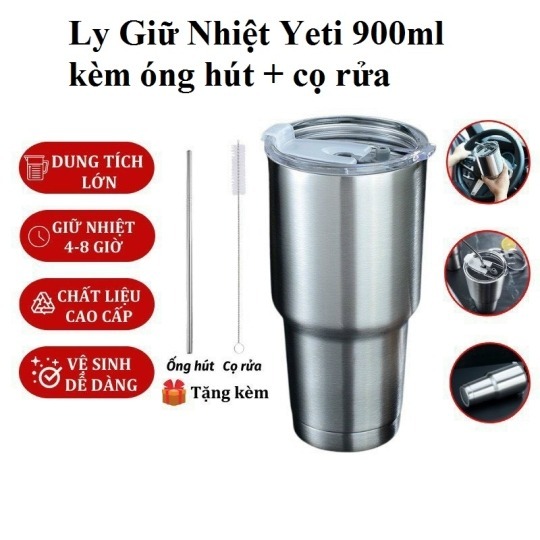 LY GIỮ NHIỆT 900ml THÁI LAN ( KÈM TÚI ĐỰNG , 2 ỐNG HÚT INOX VÀ CỌ RỬA ) | BigBuy360 - bigbuy360.vn
