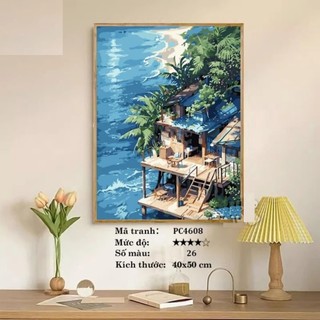 KHUNG 1.6 CM- Tranh sơn dầu số hóa rẻ, đẹp,tranh tô màu theo số- ĐÃ CĂNG KHUNG 40x50,CÓ SƠN BÓNG-MÀU-CỌ-MÓCTREO