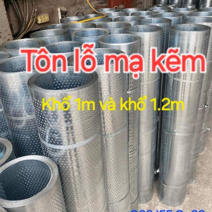 (khổ Rộng 1m và 1,2m x dày 0.4mm ) tôn sắt mạ kẽm bạc,tôn đục lỗ mạ kẽm,tôn đục lỗ tròn