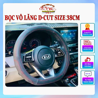 Bọc vô lăng ô tô chữ D phẳng đáy da bò cao cấp - Bao tay lái xe Seltos, XL7, Ertiga, Suzuki Swift, Elantra Sport, Custin