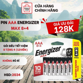 Pin aa/aaa energizer max e91 bp8+4 vỉ 8 pin tặng 4 pin