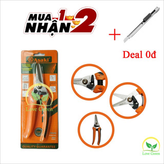 Kéo Cắt Tỉa Cành Cầm Tay Lưỡi Thẳng Asaki 8638 + tặng kèm dao rọc giấy mini