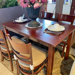 Bàn ăn gỗ cabin 4 ghế màu nâu, bàn ăn gỗ bất ngờ Bảo Hành 12 tháng