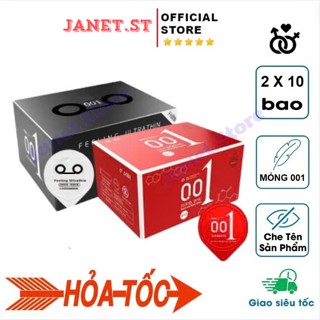  Bao cao su 001 Combo 2 hộp 20c bcs siêu mỏng gân gai kéo dài thời gian nhiều gel  - Hộp 10c 