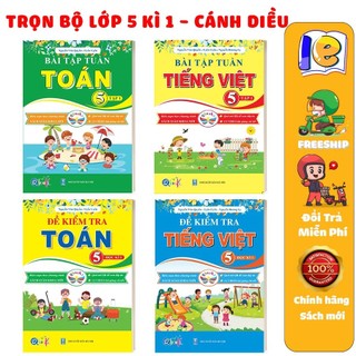 Sách - Combo Đề Kiểm Tra và Bài Tập Tuần Toán và Tiếng Việt Lớp 5 - Học Kì 1 - Cánh Diều (4 cuốn)