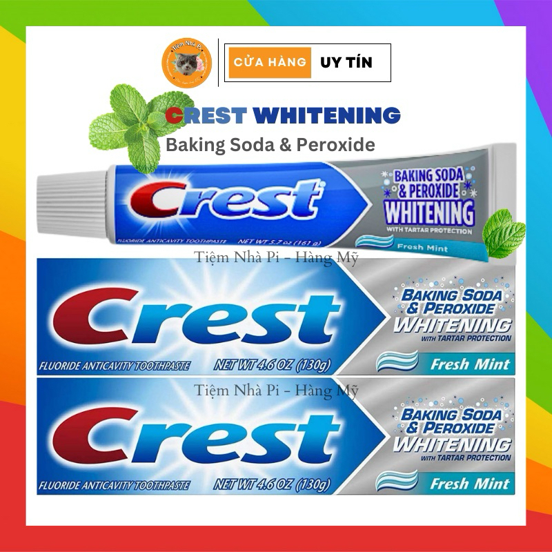 CREST Kem Đánh Răng Crest Baking Soda & Peroxide Whitening Làm Trắng Răng Hiệu Quả 161gr