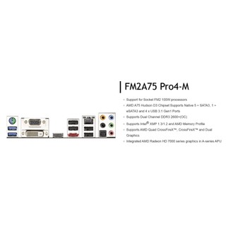 FE chặn main  ASROCK FM2A75 PRO4-M (Mainboard IO Shield: 42)