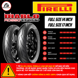 (GIÁ SẬP SÀN) Vỏ lốp xe Pirelli Rosso Sport cho tay ga và xe số - vỏ ko ruột - giá 1 cái