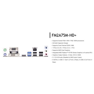 FE chặn main  ASROCK FM2A75M-HD+ (Mainboard IO Shield: 43)