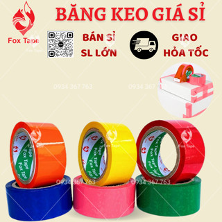 Băng keo màu đỏ, vàng, dương, lá, hồng, cam 1kg1 lõi 5li đóng gói hàng hoá