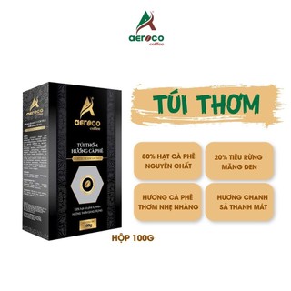 VoucherXtra5%_Túi thơm 100g_AEROCO COFFEE, hương cafe + chanh sả thanh mát từ hạt tiêu rừng tự nhiên, giúp chống say xe