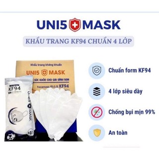Khẩu trang KF94 siêu dày 4 lớp UNI5 MASK Chống Bụi Mịn Và Kháng Khuẩn 99.9% cao cấp của Hàn Quốc