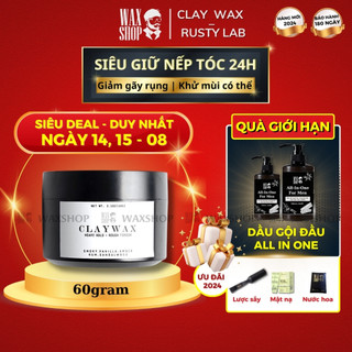 Sáp vuốt tóc nam Clay Wax Rusty Lab 60g chính hãng