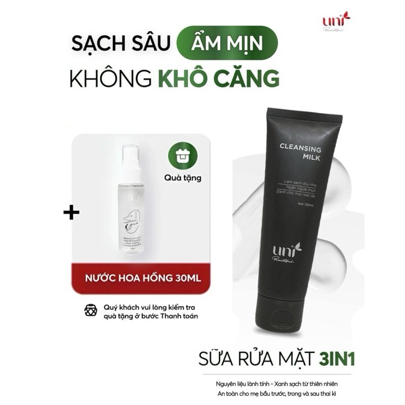 [Tặng toner nhỏ] Sữa rửa mặt size lớn Uni Beautiful