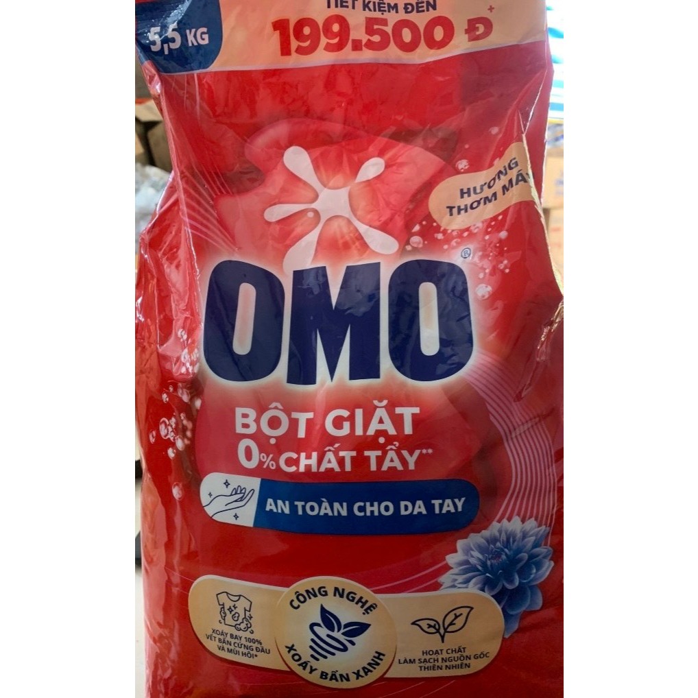 Bột giặt OMO công nghệ xanh mới cho máy giặt cửa trên và cửa trước , giặt tay siêu tiện lợi , túi 5.5kg và 5kg1
