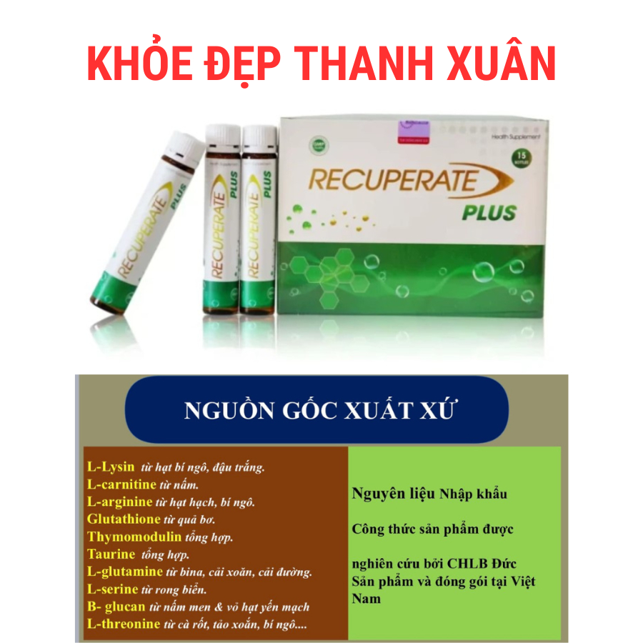[ Mẫu mới - Date T6/26 ] Đạm Tươi Uống RECUPERATE P.l.u.s Zentrum – 15 lọ/250ml