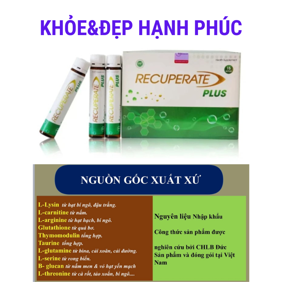 [ Mẫu mới ] Đạm Tươi Uống RE.CU.PE.RATE Plus Zentrum – 15 lọ/25ml
