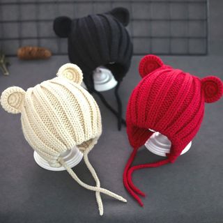 Mũ len tai gấu cho bé trai bé gái 6-24 tháng. Nón len dày dặn ấm áp cho con