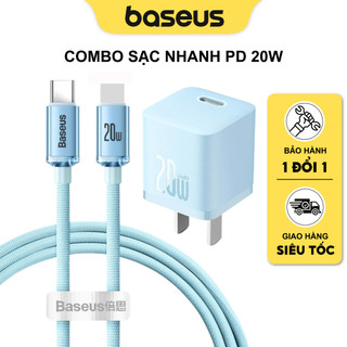 Combo Sạc Nhanh 20W Baseus Củ GaN5 Kèm Dây Crystal Cho 11 12 13 14