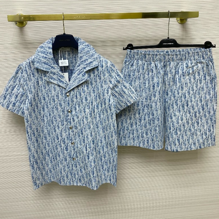 Bộ quần áo sơ mi cộc tay DIO xanh sang chảnh - Set bộ hè nam Di.or xanh than chất thô cao cấp