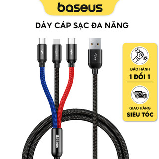 Cáp sạc 3 trong 1 Baseus 3 đầu kết nối đa năng Dây bọc dù cho điện thoại và máy tính bảng