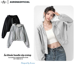 MỚI 2024] Áo Khoác Nỉ Hoodie Zip Crotop Trơn Form Rộng Unisex, Áo khoác hoodie zip dáng ngắn Auronaoffical