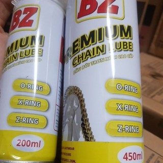 Chai dưỡng sên BZ Premium Chainlube cao cấp không văng, Bôi trơn sên xích BZ 450ml hoặc 200ml