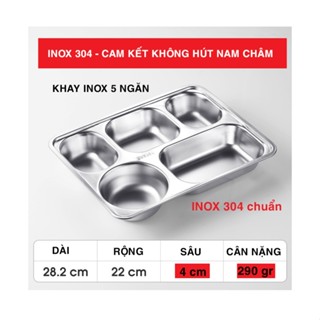 khay cơm inox 3 4 5 ngăn, có nắp, sâu lòng, khay ăn inox 304, đựng đồ ăn, đĩa cơm chia ngăn công nhân,văn phòng, cho bé