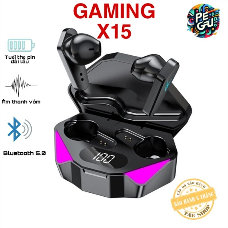 Tai nghe nhét tai X15 Pro - Tai nghe BT 5.0 Âm thanh tốt - Chế độ tai nghe chơi game không dây