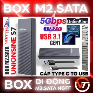 Box ssd m2.sata - box m2 m2.sata unionsine 5gbps usb 3.1 giao thức m2.sata