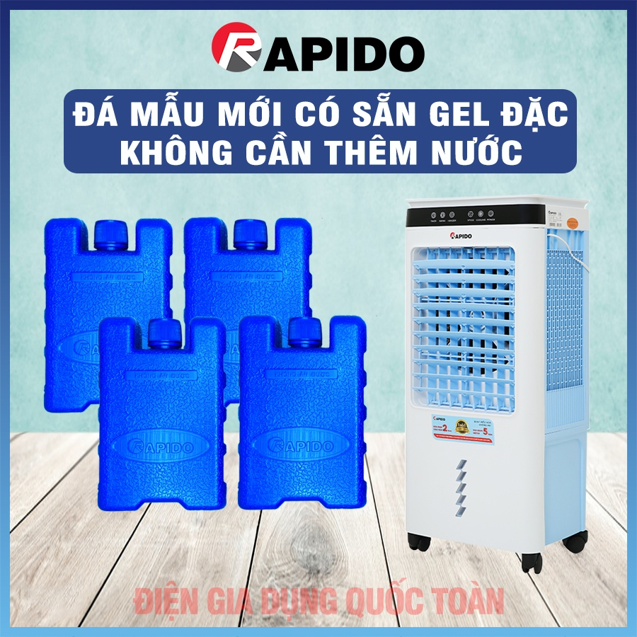 ( Sẵn Gel Đặc) Combo 4 viên đá khô Rapido dùng cho quạt điều hòa , Đá khô gel hộp nhựa