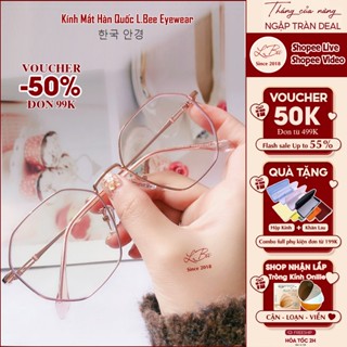 Kính đa giác kim loại thời trang L.BEE, gọng kính cận nữ lục giác cao cấp LB165