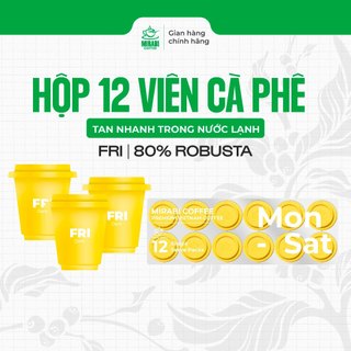 Cà phê sấy thăng hoa mirabi - hoà tan trong nước lạnh - hộp 12 viên vàng