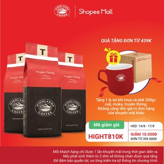 Combo 3 gói Cà phê rang xay Truyền thống Highlands Coffee 200g