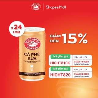 Thùng 24 Lon Cà Phê Sữa Đá Highlands Coffee 185ml