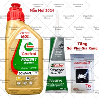 Combo Dầu nhớt Tổng hợp tay ga Castrol Power1 Scooter 10W40 800ml ( 0.8L ) + Nhớt Lap Castrol + Tặng phụ gia – Shopnhott
