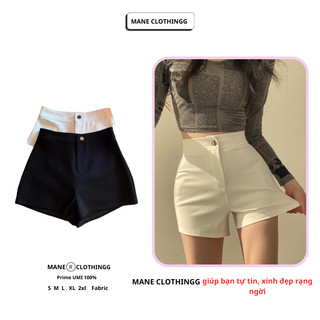 Combo 2 quần short nữ cạp cao chất umi co dãn cài cúc thoáng mát_Mane clothingg